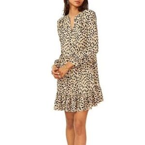 Vince Camuto Animal Print Split Neck Babydoll Dress